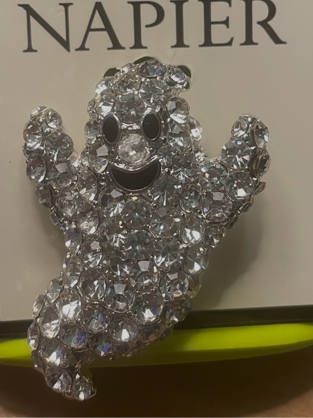 Napier Crystal Ghost Pin Brooch - Sparkling Silver new